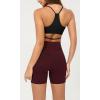 imageODODOS Cloud Feeling Crossover Yoga Shorts with Back Pocket for Women 6quot  8 V High Wasit Lounge Biker ShortsBurgundy