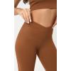 imageODODOS Cloud Feeling Crossover Yoga Shorts with Back Pocket for Women 6quot  8 V High Wasit Lounge Biker ShortsCaramel