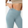 imageODODOS Cloud Feeling Crossover Yoga Shorts with Back Pocket for Women 6quot  8 V High Wasit Lounge Biker ShortsChambray