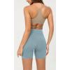 imageODODOS Cloud Feeling Crossover Yoga Shorts with Back Pocket for Women 6quot  8 V High Wasit Lounge Biker ShortsChambray