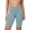 imageODODOS Cloud Feeling Crossover Yoga Shorts with Back Pocket for Women 6quot  8 V High Wasit Lounge Biker ShortsChambray