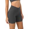 imageODODOS Cloud Feeling Crossover Yoga Shorts with Back Pocket for Women 6quot  8 V High Wasit Lounge Biker ShortsCharcoal