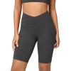 imageODODOS Cloud Feeling Crossover Yoga Shorts with Back Pocket for Women 6quot  8 V High Wasit Lounge Biker ShortsCharcoal