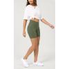 imageODODOS Cloud Feeling Crossover Yoga Shorts with Back Pocket for Women 6quot  8 V High Wasit Lounge Biker ShortsDark Olive