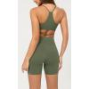 imageODODOS Cloud Feeling Crossover Yoga Shorts with Back Pocket for Women 6quot  8 V High Wasit Lounge Biker ShortsDark Olive