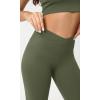 imageODODOS Cloud Feeling Crossover Yoga Shorts with Back Pocket for Women 6quot  8 V High Wasit Lounge Biker ShortsDark Olive