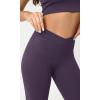 imageODODOS Cloud Feeling Crossover Yoga Shorts with Back Pocket for Women 6quot  8 V High Wasit Lounge Biker ShortsDark Purple