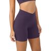 imageODODOS Cloud Feeling Crossover Yoga Shorts with Back Pocket for Women 6quot  8 V High Wasit Lounge Biker ShortsDark Purple