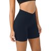 imageODODOS Cloud Feeling Crossover Yoga Shorts with Back Pocket for Women 6quot  8 V High Wasit Lounge Biker ShortsDeep Navy