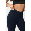 imageODODOS Cloud Feeling Crossover Yoga Shorts with Back Pocket for Women 6quot  8 V High Wasit Lounge Biker ShortsDeep Navy