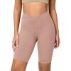 imageODODOS Cloud Feeling Crossover Yoga Shorts with Back Pocket for Women 6quot  8 V High Wasit Lounge Biker ShortsDusty Pink