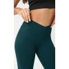 imageODODOS Cloud Feeling Crossover Yoga Shorts with Back Pocket for Women 6quot  8 V High Wasit Lounge Biker ShortsForest Teal