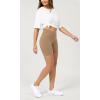imageODODOS Cloud Feeling Crossover Yoga Shorts with Back Pocket for Women 6quot  8 V High Wasit Lounge Biker ShortsLight Brown