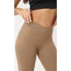imageODODOS Cloud Feeling Crossover Yoga Shorts with Back Pocket for Women 6quot  8 V High Wasit Lounge Biker ShortsLight Brown