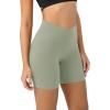 imageODODOS Cloud Feeling Crossover Yoga Shorts with Back Pocket for Women 6quot  8 V High Wasit Lounge Biker ShortsLime Stone