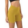 imageODODOS Cloud Feeling Crossover Yoga Shorts with Back Pocket for Women 6quot  8 V High Wasit Lounge Biker ShortsMango Mint