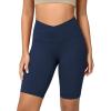 imageODODOS Cloud Feeling Crossover Yoga Shorts with Back Pocket for Women 6quot  8 V High Wasit Lounge Biker ShortsNavy