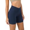 imageODODOS Cloud Feeling Crossover Yoga Shorts with Back Pocket for Women 6quot  8 V High Wasit Lounge Biker ShortsNavy