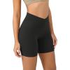 imageODODOS Cloud Feeling Crossover Yoga Shorts with Back Pocket for Women 6quot  8 V High Wasit Lounge Biker ShortsOnyx Black Grey