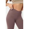 imageODODOS Cloud Feeling Crossover Yoga Shorts with Back Pocket for Women 6quot  8 V High Wasit Lounge Biker ShortsPurple Taupe