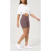 imageODODOS Cloud Feeling Crossover Yoga Shorts with Back Pocket for Women 6quot  8 V High Wasit Lounge Biker ShortsPurple Taupe