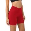 imageODODOS Cloud Feeling Crossover Yoga Shorts with Back Pocket for Women 6quot  8 V High Wasit Lounge Biker ShortsRed
