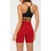 imageODODOS Cloud Feeling Crossover Yoga Shorts with Back Pocket for Women 6quot  8 V High Wasit Lounge Biker ShortsRed