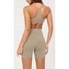 imageODODOS Cloud Feeling Crossover Yoga Shorts with Back Pocket for Women 6quot  8 V High Wasit Lounge Biker ShortsShaker Beige