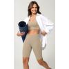imageODODOS Cloud Feeling Crossover Yoga Shorts with Back Pocket for Women 6quot  8 V High Wasit Lounge Biker ShortsShaker Beige