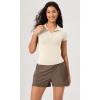 imageODODOS Cloud Feeling Short Sleeve Polo Shirts for Women Lightweight Buttery Soft Summer Tennis Golf TopsOat Milk