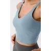 imageODODOS Cloud Feeling Tank Bra for Women U Back Wirefree Longline Sports Bra Yoga Crop TopChambray