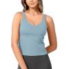 imageODODOS Cloud Feeling Tank Bra for Women U Back Wirefree Longline Sports Bra Yoga Crop TopChambray