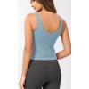imageODODOS Cloud Feeling Tank Bra for Women U Back Wirefree Longline Sports Bra Yoga Crop TopChambray