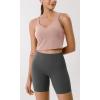 imageODODOS Cloud Feeling Tank Bra for Women U Back Wirefree Longline Sports Bra Yoga Crop TopDusty Pink