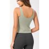 imageODODOS Cloud Feeling Tank Bra for Women U Back Wirefree Longline Sports Bra Yoga Crop TopLime Stone