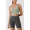 imageODODOS Cloud Feeling Tank Bra for Women U Back Wirefree Longline Sports Bra Yoga Crop TopLime Stone