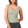 imageODODOS Cloud Feeling Tank Bra for Women U Back Wirefree Longline Sports Bra Yoga Crop TopLime Stone