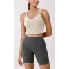 imageODODOS Cloud Feeling Tank Bra for Women U Back Wirefree Longline Sports Bra Yoga Crop TopOat Milk