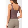 imageODODOS Cloud Feeling Tank Bra for Women U Back Wirefree Longline Sports Bra Yoga Crop TopPurple Taupe