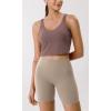 imageODODOS Cloud Feeling Tank Bra for Women U Back Wirefree Longline Sports Bra Yoga Crop TopPurple Taupe