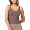imageODODOS Cloud Feeling Tank Bra for Women U Back Wirefree Longline Sports Bra Yoga Crop TopPurple Taupe