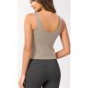 imageODODOS Cloud Feeling Tank Bra for Women U Back Wirefree Longline Sports Bra Yoga Crop TopShaker Beige