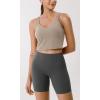 imageODODOS Cloud Feeling Tank Bra for Women U Back Wirefree Longline Sports Bra Yoga Crop TopShaker Beige