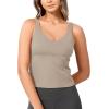 imageODODOS Cloud Feeling Tank Bra for Women U Back Wirefree Longline Sports Bra Yoga Crop TopShaker Beige