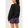 imageODODOS Purevibe Cotton Oversized Sweatshirts Womens Crew Neck Long Sleeve Pullover Tops with Kangaroo PocketBlack