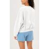 imageODODOS Purevibe Cotton Oversized Sweatshirts Womens Crew Neck Long Sleeve Pullover Tops with Kangaroo PocketWhite