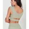imageODODOS Ruched Front Crop Tank for Women VNeck Cut Out Back Cap Sleeve Cropped TopsLime Stone