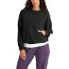 imageODODOS Purevibe Cotton Oversized Sweatshirts Womens Crew Neck Long Sleeve Pullover Tops with Kangaroo PocketBlack