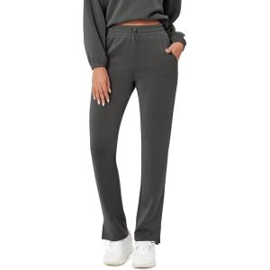 imageODODOS Womens Modal Soft SplitHem High Waist Pants with Pockets Adjustable Shockcord Casual Lounge PantsCharcoal