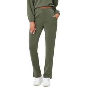 imageODODOS Womens Modal Soft SplitHem High Waist Pants with Pockets Adjustable Shockcord Casual Lounge PantsDark Sage